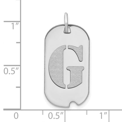 14K Weißgold Poliert Buchstabe G Initial Hundemarke Anhänger