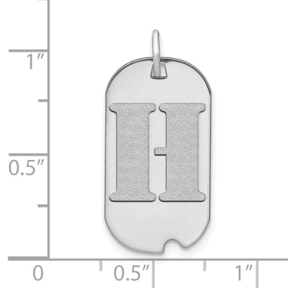14K Weißgold Polierter Buchstabe H Initial Hundemarke Anhänger
