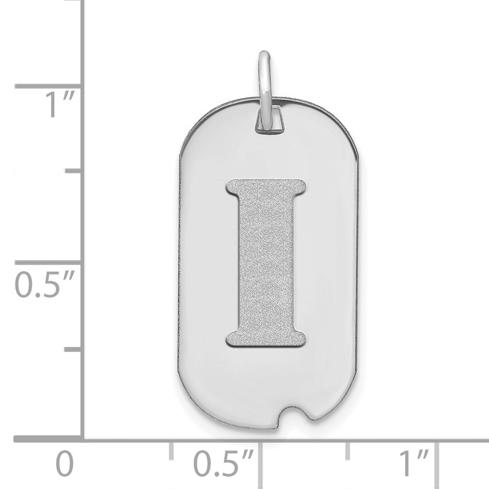 14K Weißgold Polierter Buchstabe I Initial Hundemarke Anhänger