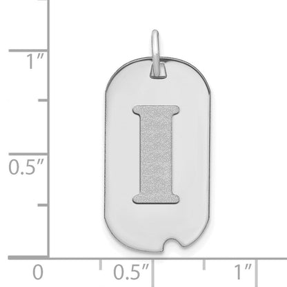14K Weißgold Polierter Buchstabe I Initial Hundemarke Anhänger
