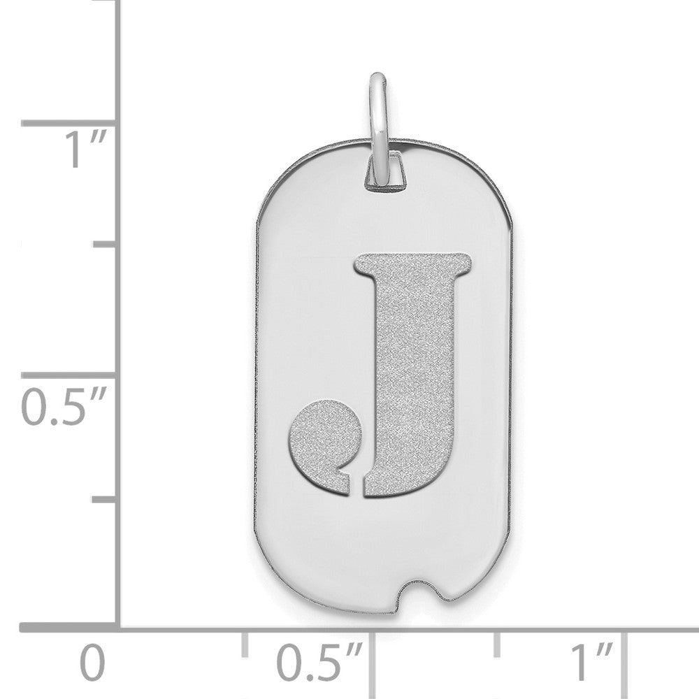 14k Weißgold Polierter Buchstabe J Initial Hundemarke Anhänger