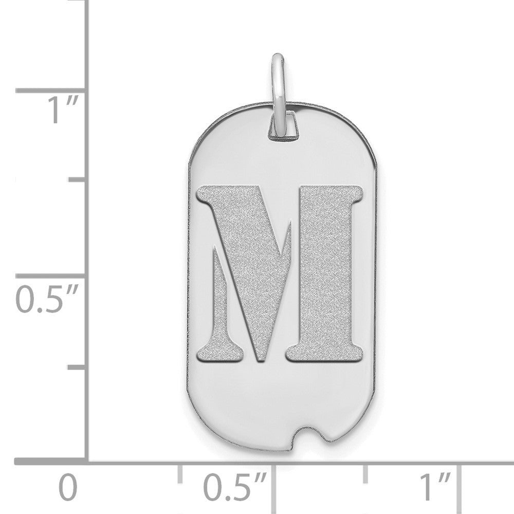 14K Weißgold Polierter Buchstabe M Initial Hundemarken-Anhänger