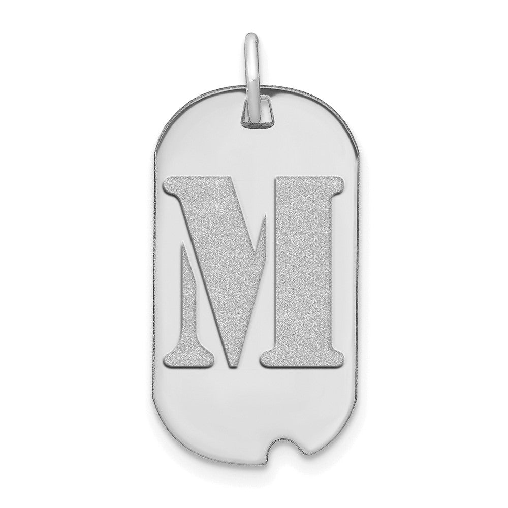 14K Weißgold Polierter Buchstabe M Initial Hundemarken-Anhänger