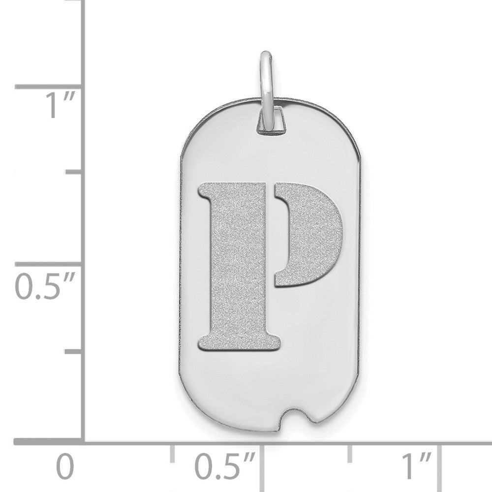 14K Weißgold Poliert Buchstabe P Initial Hundemarke Anhänger