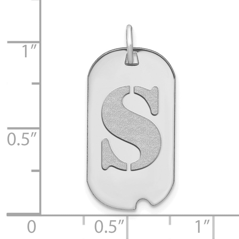14K Weißgold Polierter Buchstabe S Initial Hundemarken-Anhänger