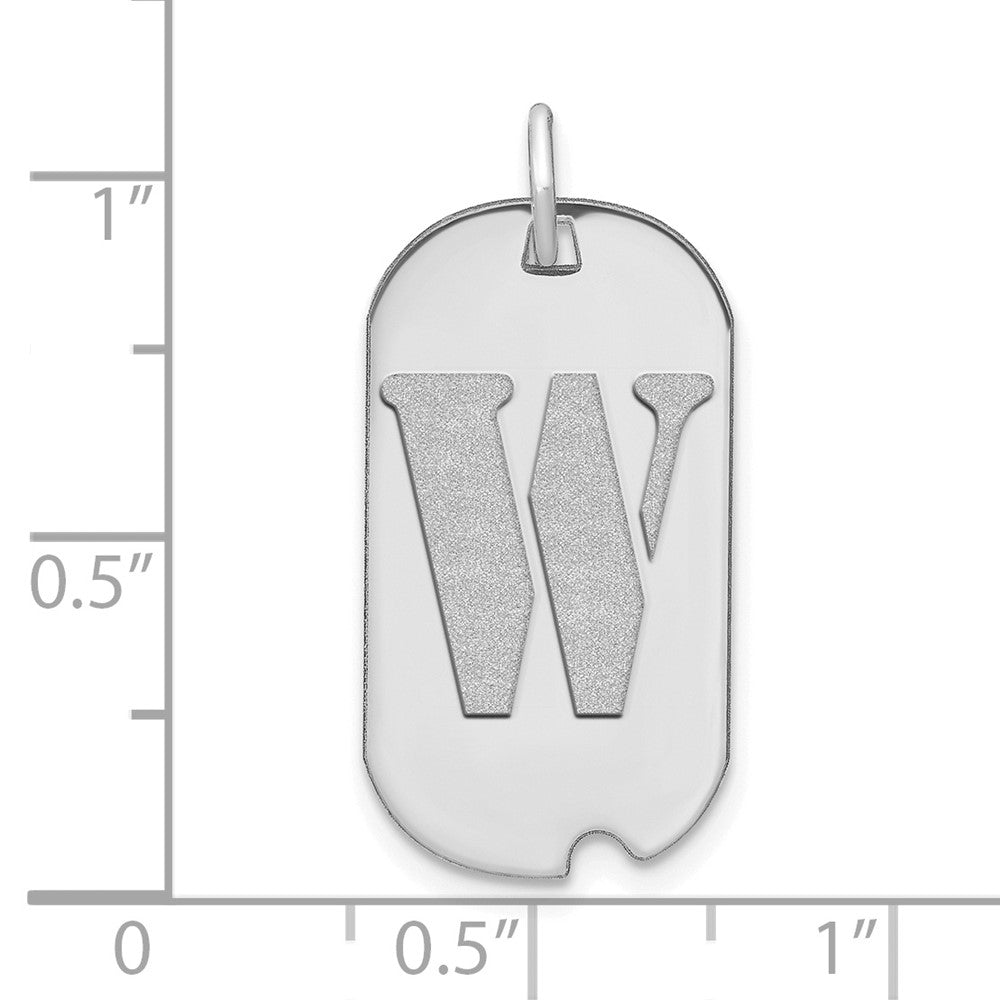 14K Weißgold Poliert Buchstabe W Initial Hundemarke Anhänger