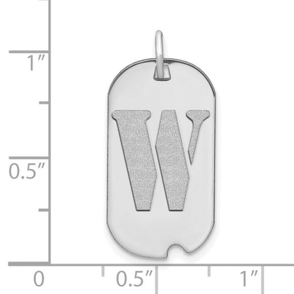 14K Weißgold Poliert Buchstabe W Initial Hundemarke Anhänger