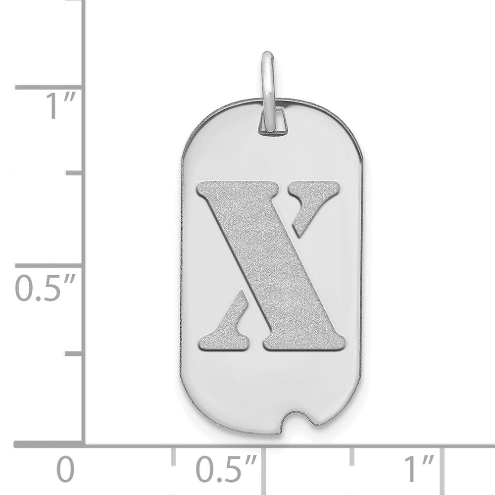 14k Weißgold Polierter Buchstabe X Initial Hundemarke Anhänger