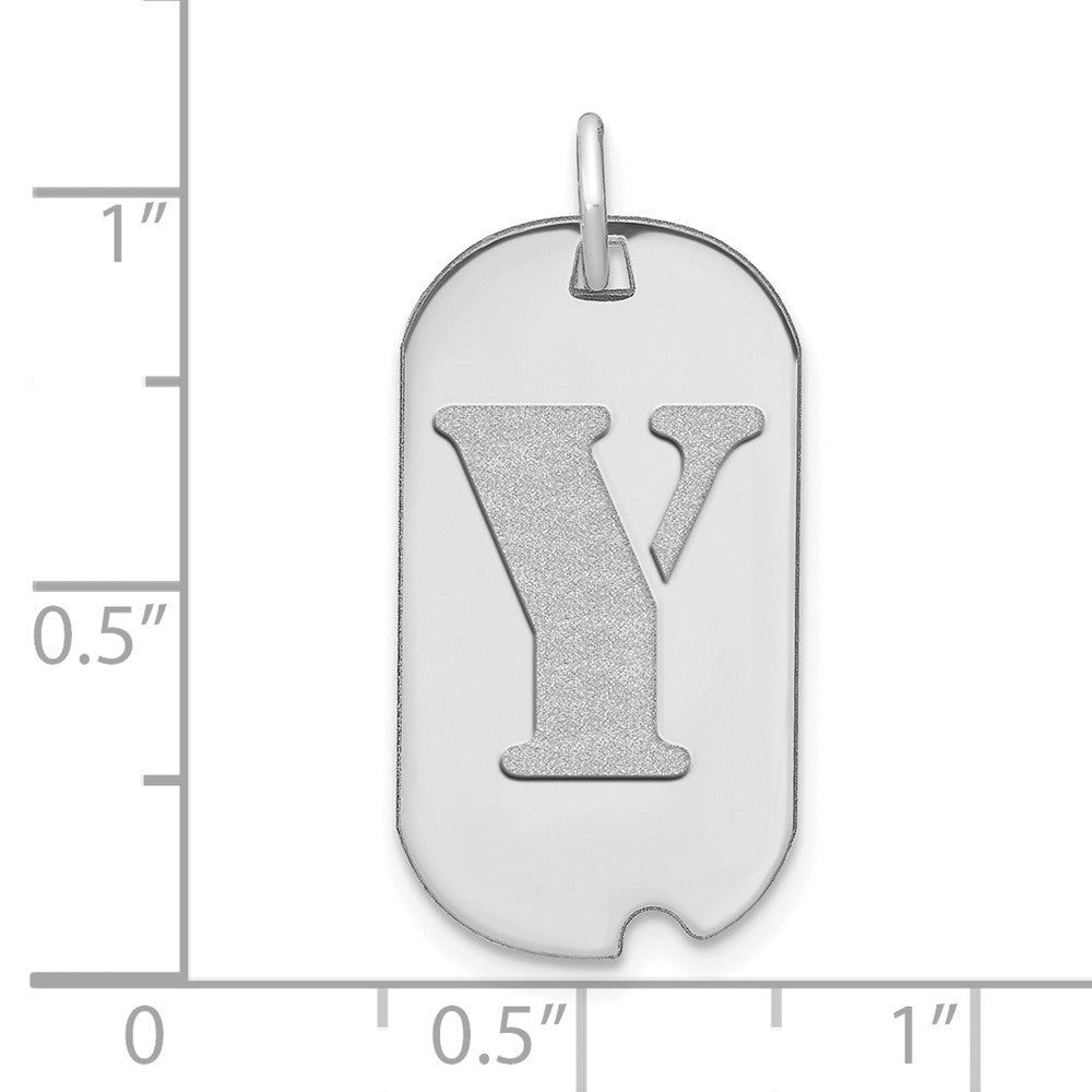 14K Weißgold polierter Buchstaben-Y-Initial-Hundemarken-Anhänger