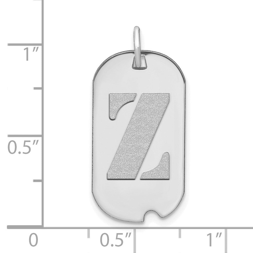 14K Weißgold Polierter Buchstabe Z Initial-Erkennungsmarken-Anhänger
