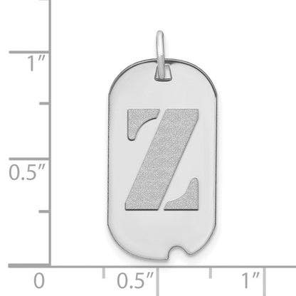 14K Weißgold Polierter Buchstabe Z Initial-Erkennungsmarken-Anhänger