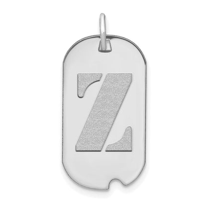 14K Weißgold Polierter Buchstabe Z Initial-Erkennungsmarken-Anhänger