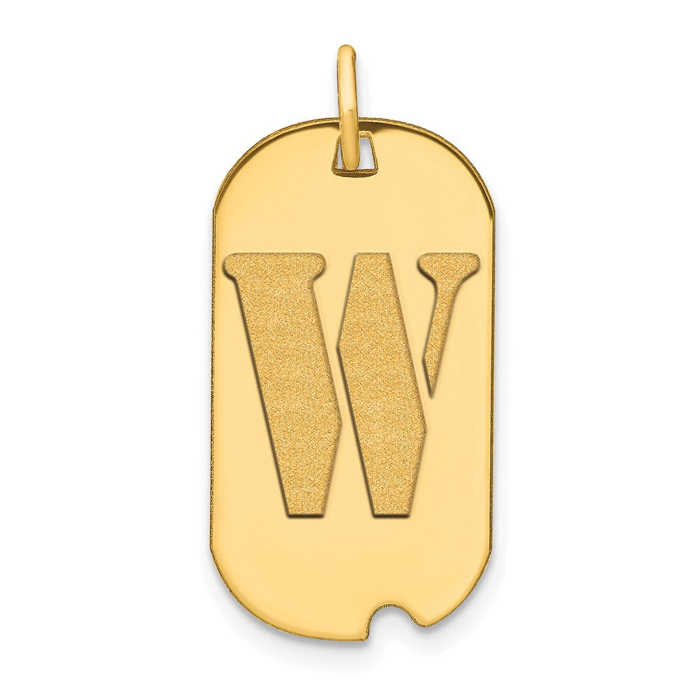 14K Gelbgold Poliert Buchstabe W Initial Dog Tag Anhänger