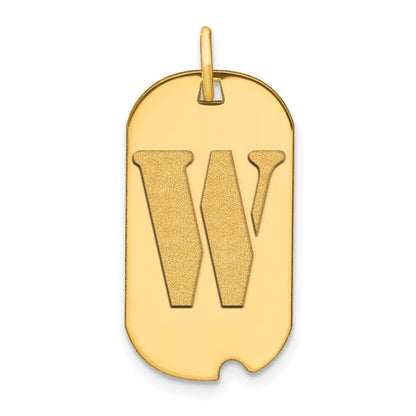 14K Gelbgold Poliert Buchstabe W Initial Dog Tag Anhänger