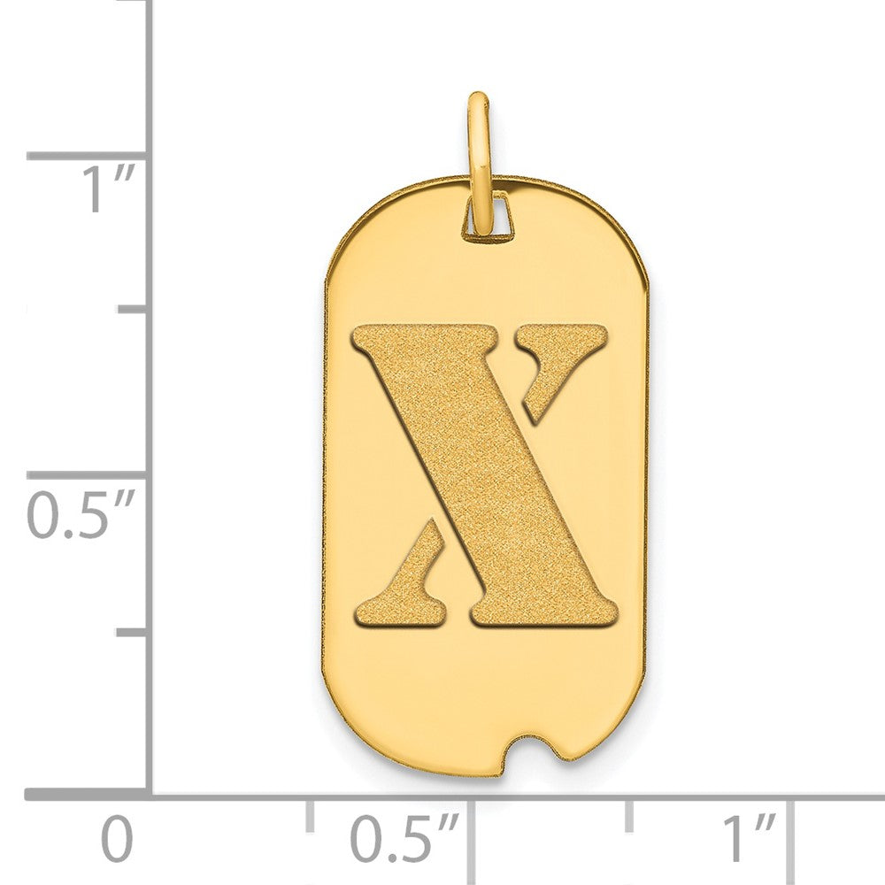 14K Gelbgold Polierter Buchstabe X Initial Hundemarke Anhänger