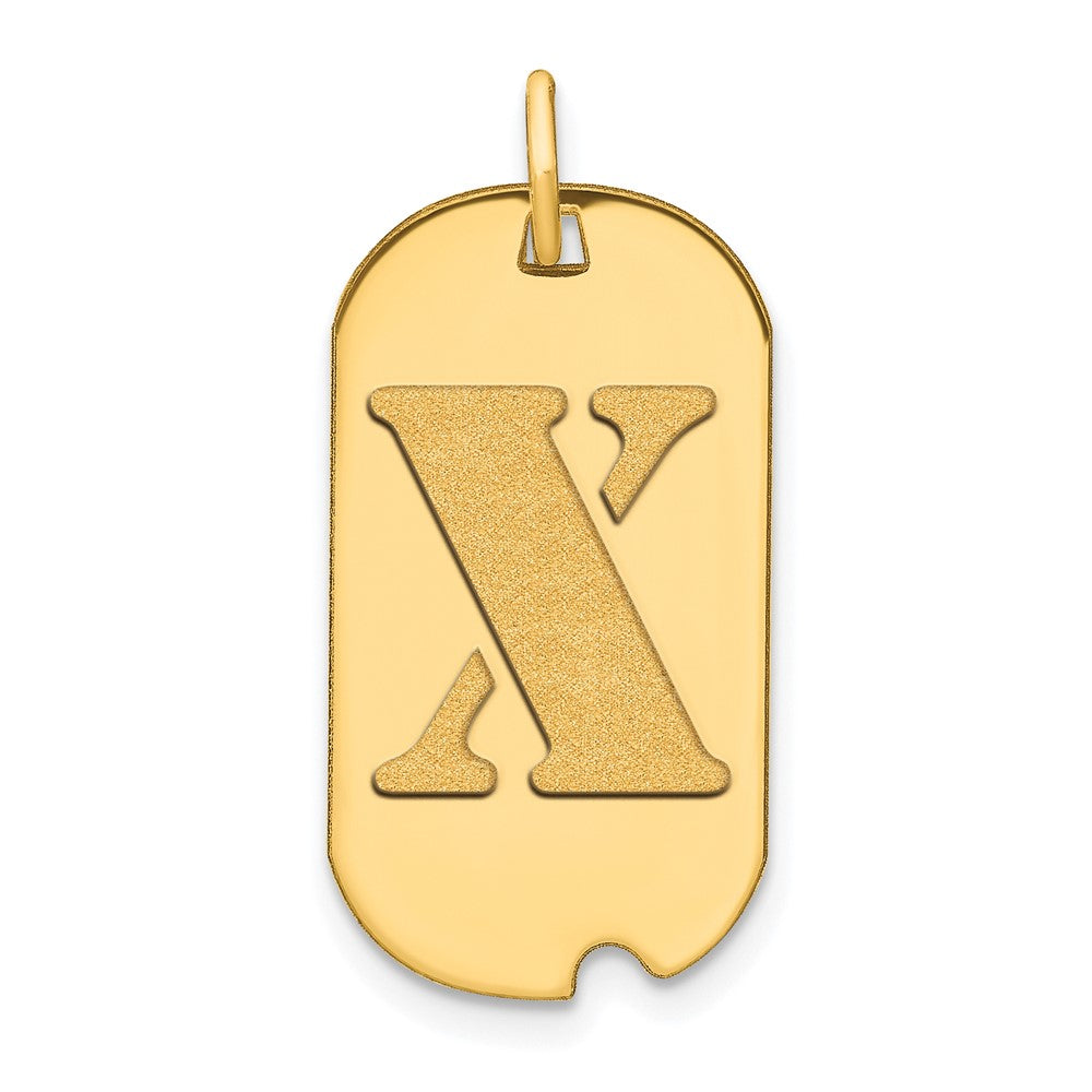 14K Gelbgold Polierter Buchstabe X Initial Hundemarke Anhänger
