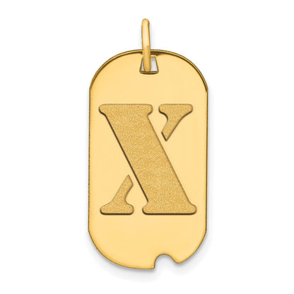 14K Gelbgold Polierter Buchstabe X Initial Hundemarke Anhänger