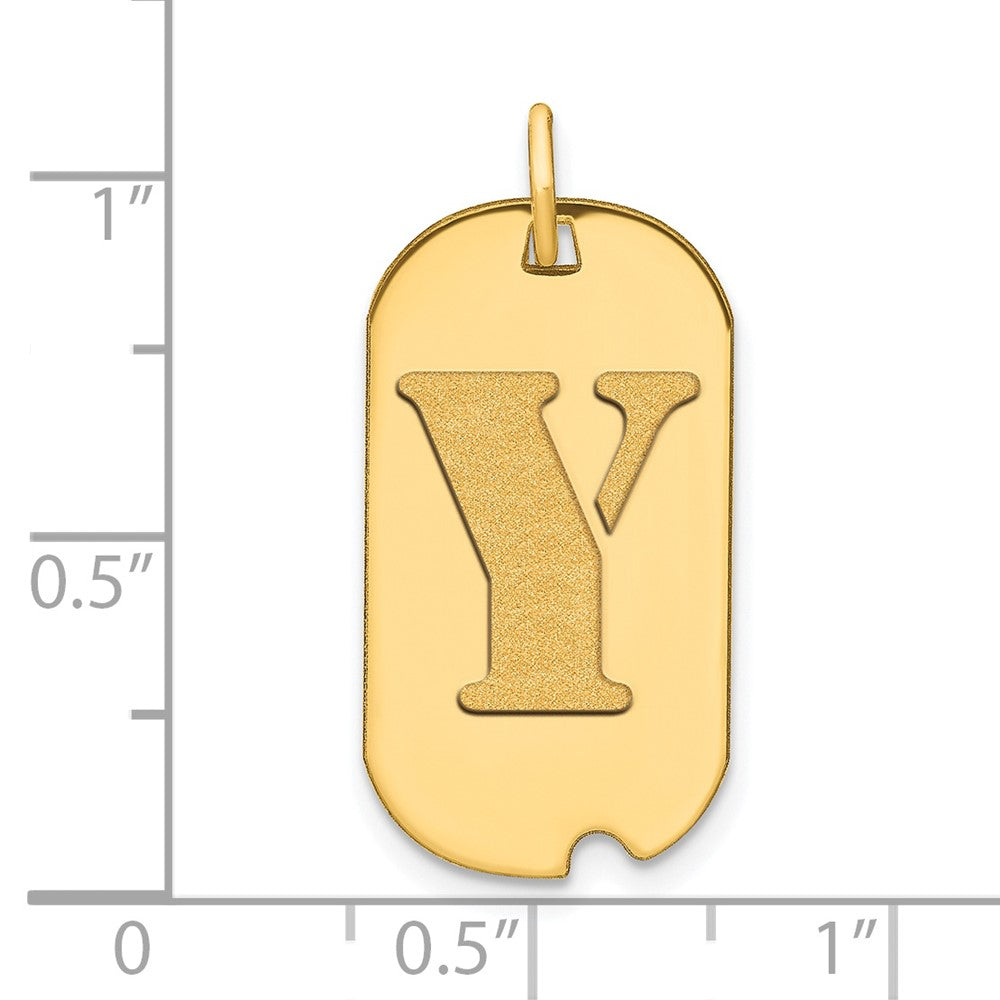14K Gelbgold Polierter Buchstabe Y Initial-Erkennungsmarken-Anhänger