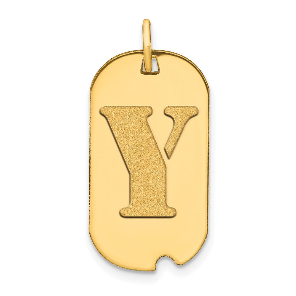 14K Gelbgold Polierter Buchstabe Y Initial-Erkennungsmarken-Anhänger