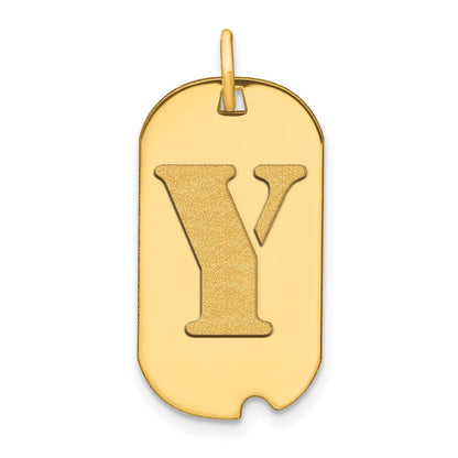 14K Gelbgold Polierter Buchstabe Y Initial-Erkennungsmarken-Anhänger