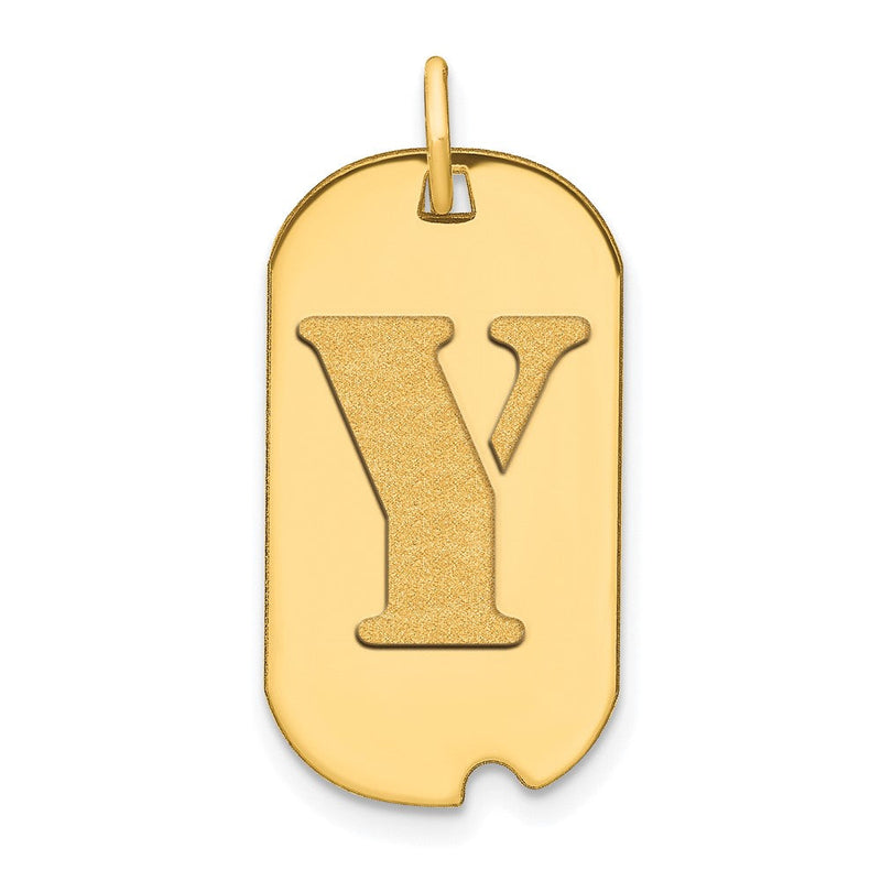 14K Gelbgold Polierter Buchstabe Y Initial-Erkennungsmarken-Anhänger