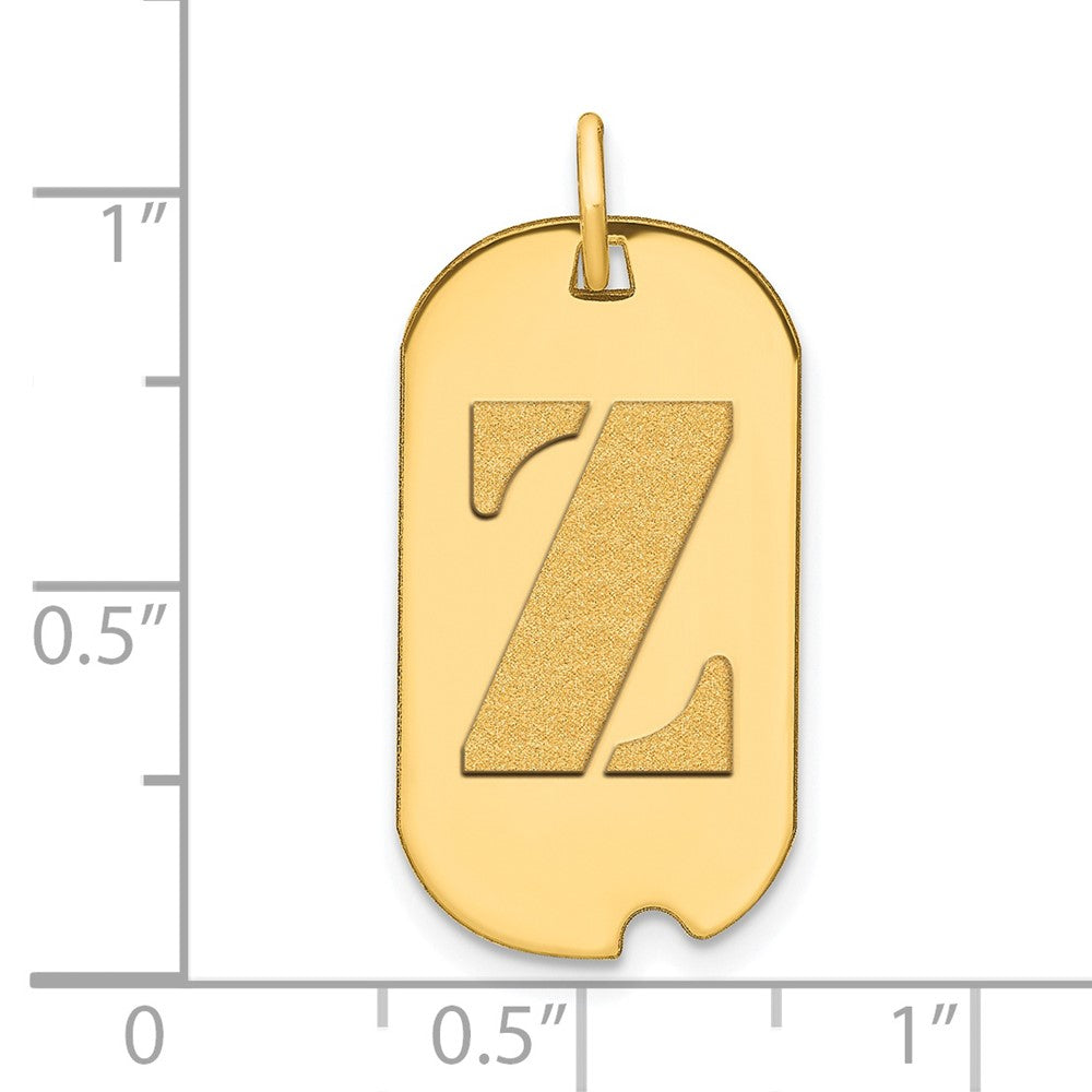 14K Gelbgold Polierter Buchstabe Z Initial Dog Tag Anhänger