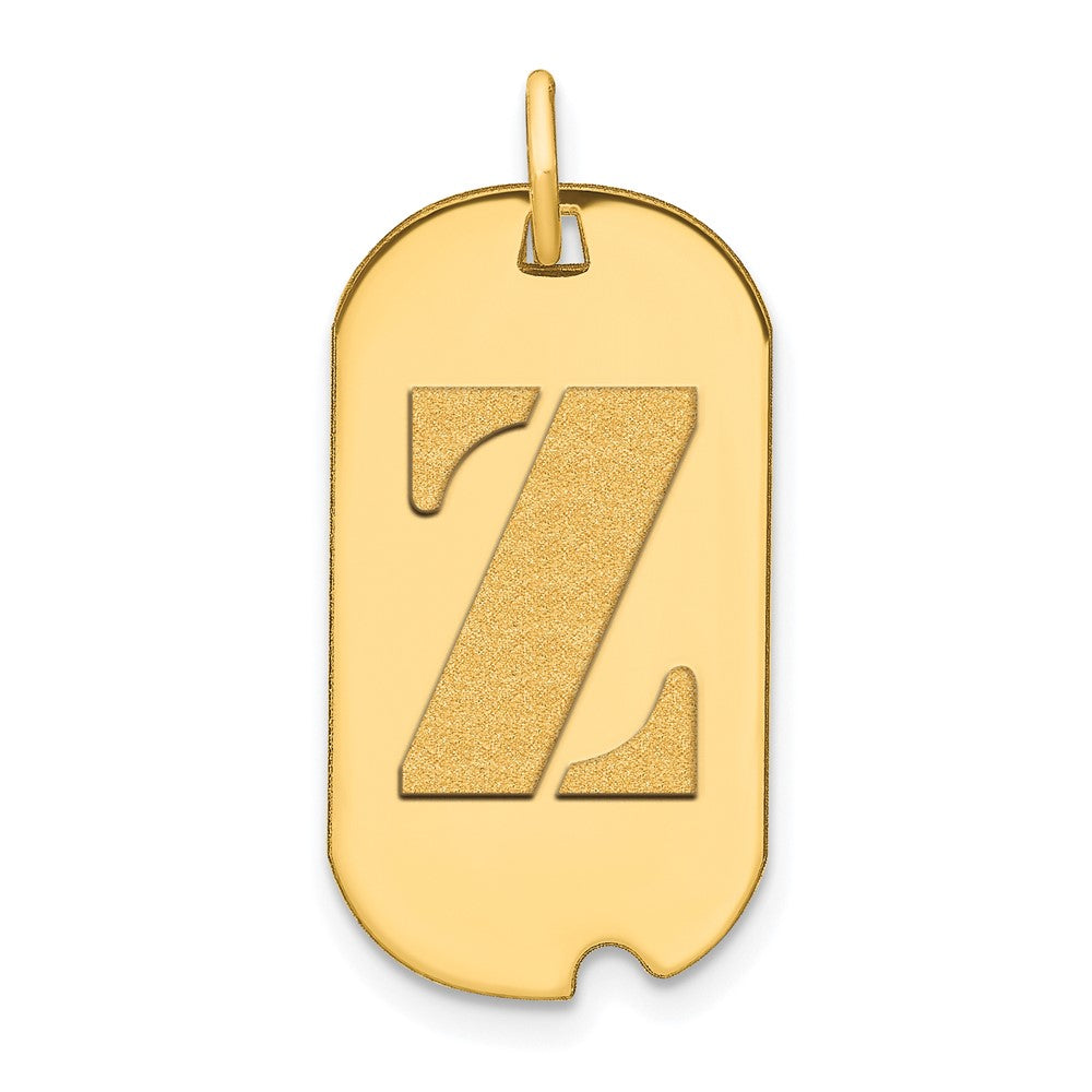 14K Gelbgold Polierter Buchstabe Z Initial Dog Tag Anhänger