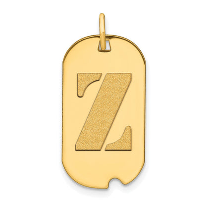 14K Gelbgold Polierter Buchstabe Z Initial Dog Tag Anhänger