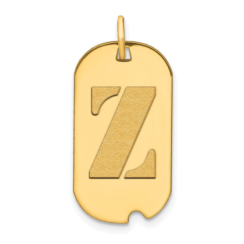 14K Gelbgold Polierter Buchstabe Z Initial Dog Tag Anhänger