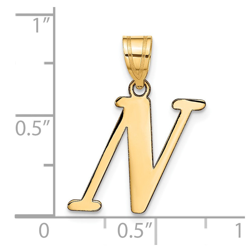 14K Gelbgold 14K Poliert Buchstabe N Initiale Anhänger