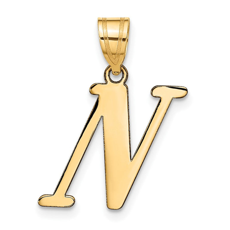 14K Gelbgold 14K Poliert Buchstabe N Initiale Anhänger