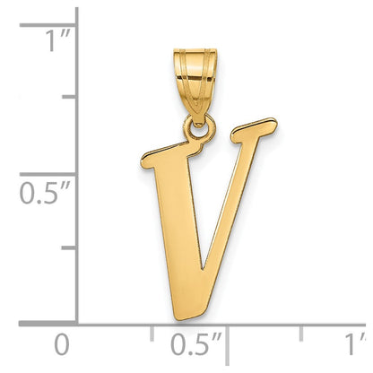 14K Gelbgold 14K Poliert Buchstabe V Initiale Anhänger
