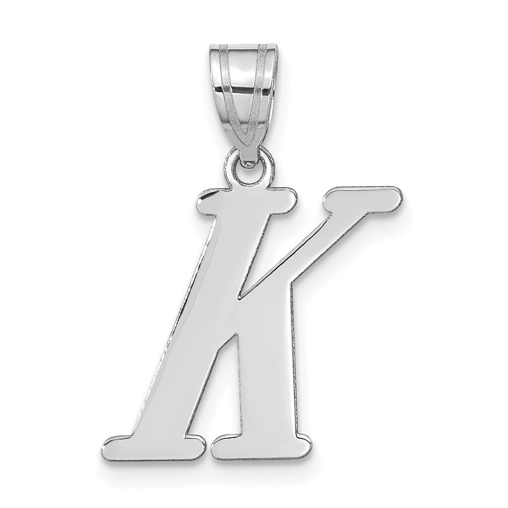 14K Weißgold 14kw Poliert Buchstabe K Initiale Anhänger