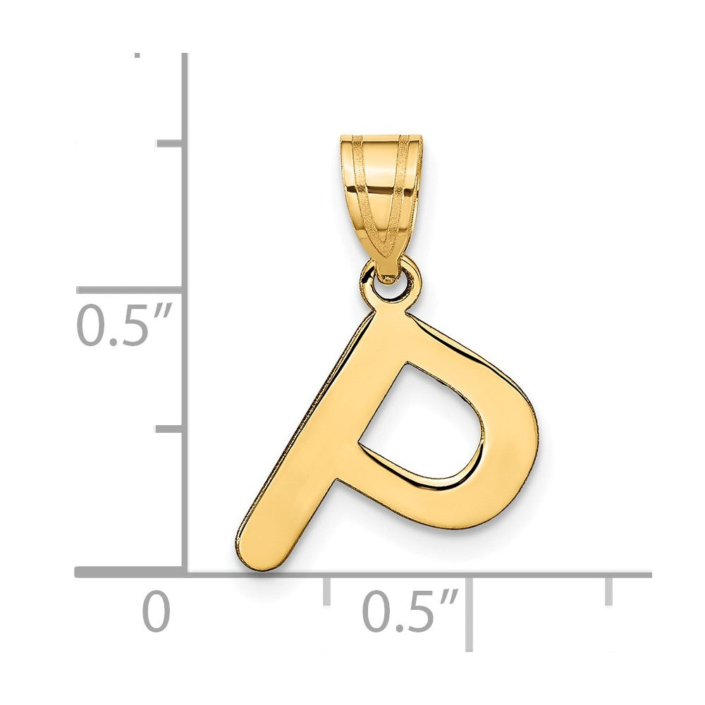 14K Gelbgold 14K Poliert Blase Buchstabe P Initiale Anhänger