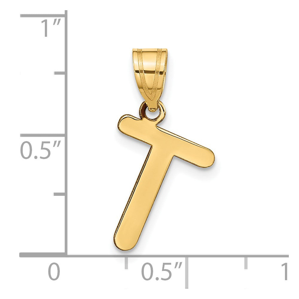 14K Gelbgold 14K Poliert Blase Buchstabe T Initiale Anhänger