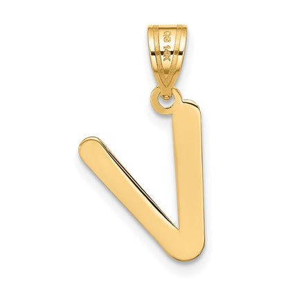 14K Gelbgold 14K Poliert Blase Buchstabe V Initiale Anhänger