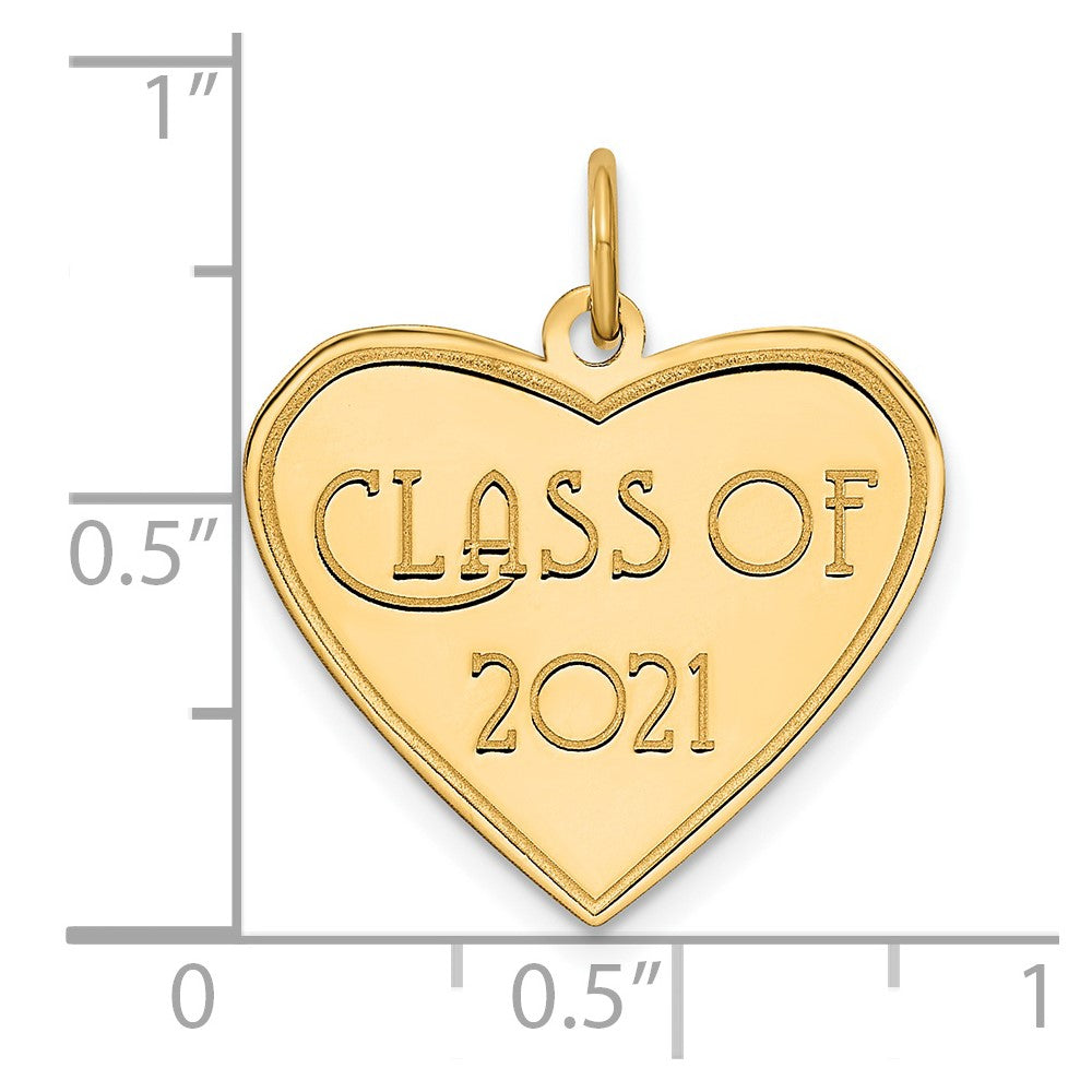14K Gelbgold Herz-Charm "Abschlussjahrgang 2021