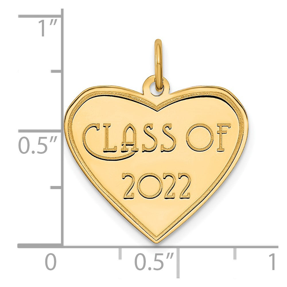 14K Gelbgold Herz-Charm „Abschlussjahrgang 2022“