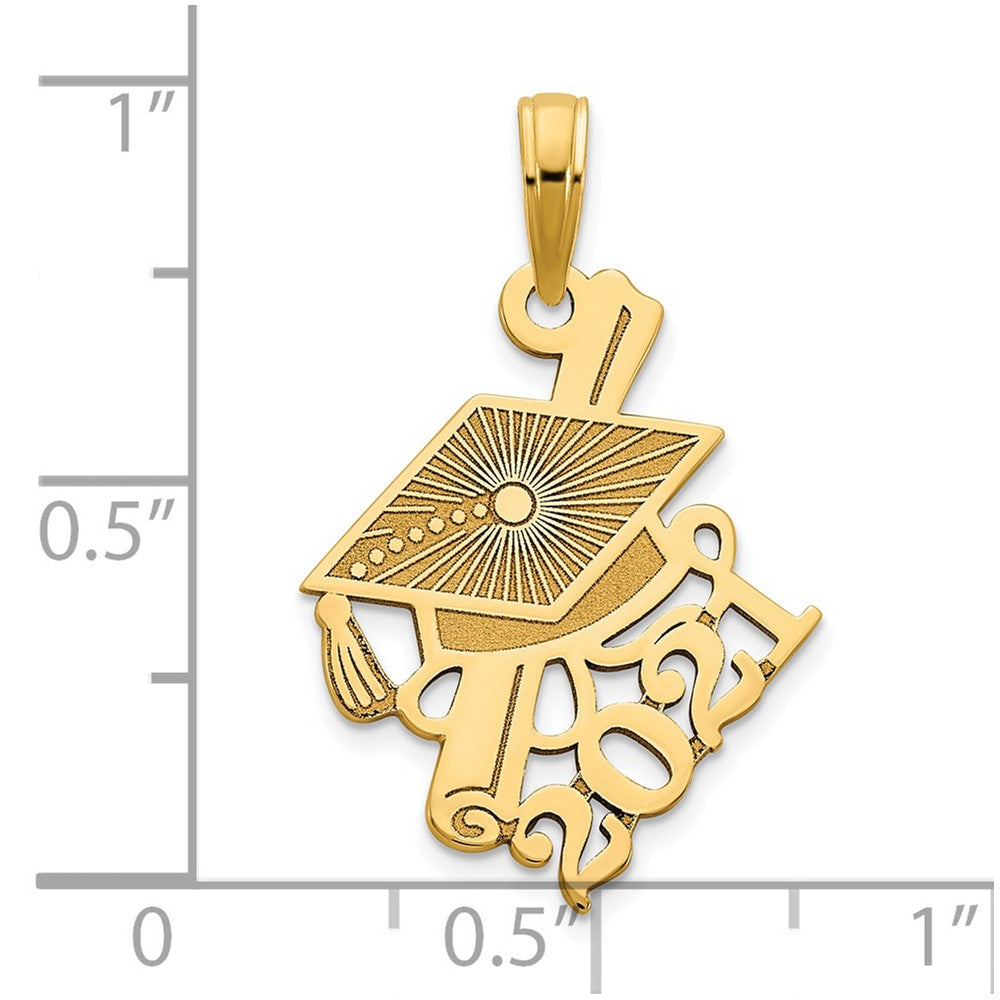 14K Gelbgold Charm „Abschlusskappe und schräges Diplom 2021“