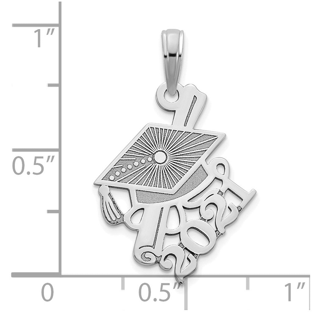 14K Weißgold Abschlusskappe und schräges Diplom 2021 Charm