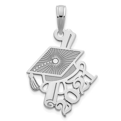 14K Weißgold Abschlusskappe und schräges Diplom 2021 Charm