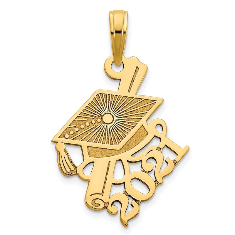 14K Gelbgold Charm „Abschlusskappe und schräges Diplom 2021“