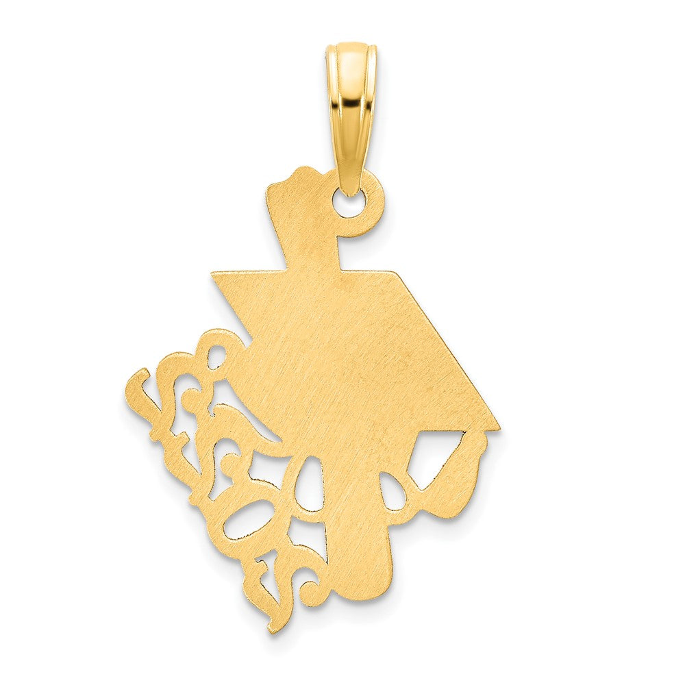 14 Karat Gelbgold Charm „Doktorhut und schräges Diplom – Abschluss 2022“