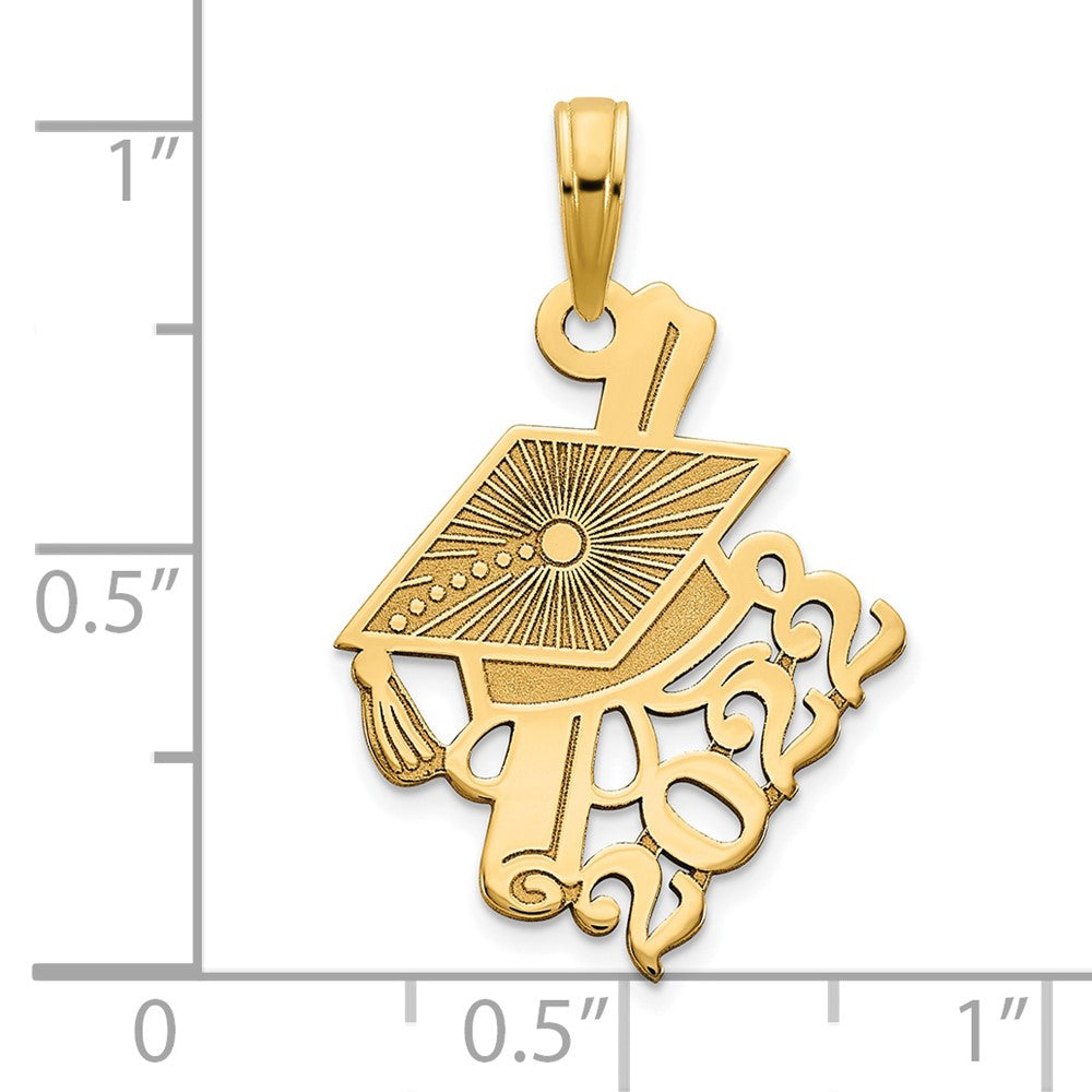 14 Karat Gelbgold Charm „Doktorhut und schräges Diplom – Abschluss 2022“
