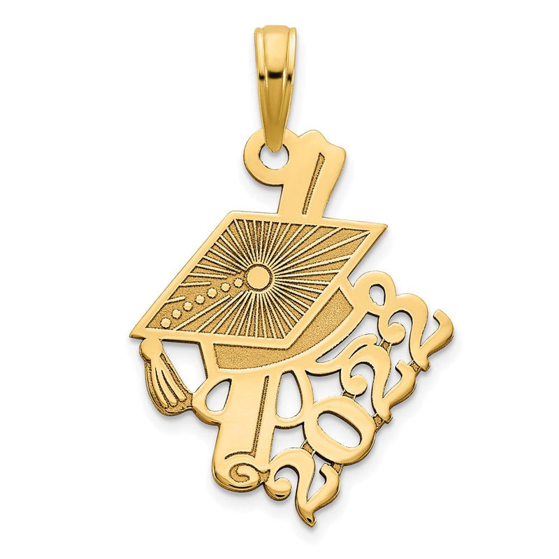 14 Karat Gelbgold Charm „Doktorhut und schräges Diplom – Abschluss 2022“