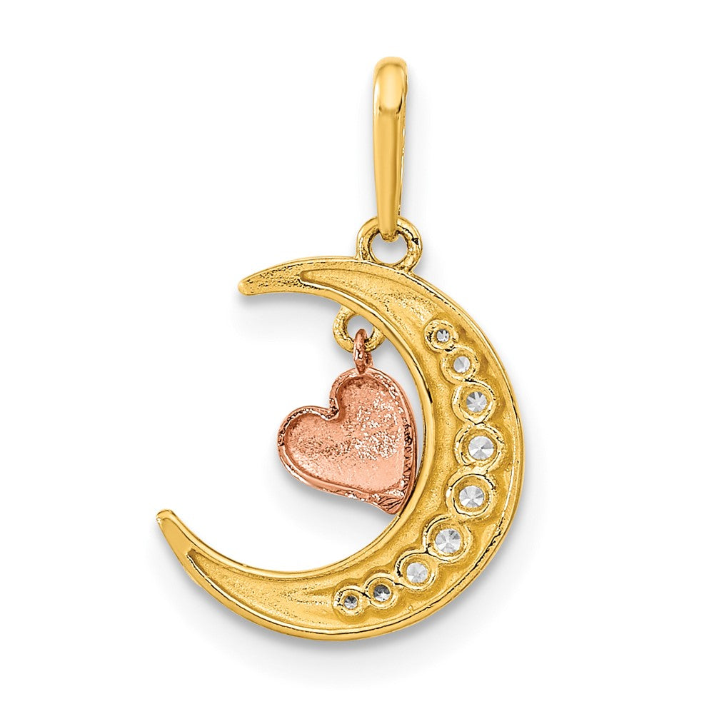 14K Bicolor 14K Bicolor Zirkonia Mond Herz Anhänger