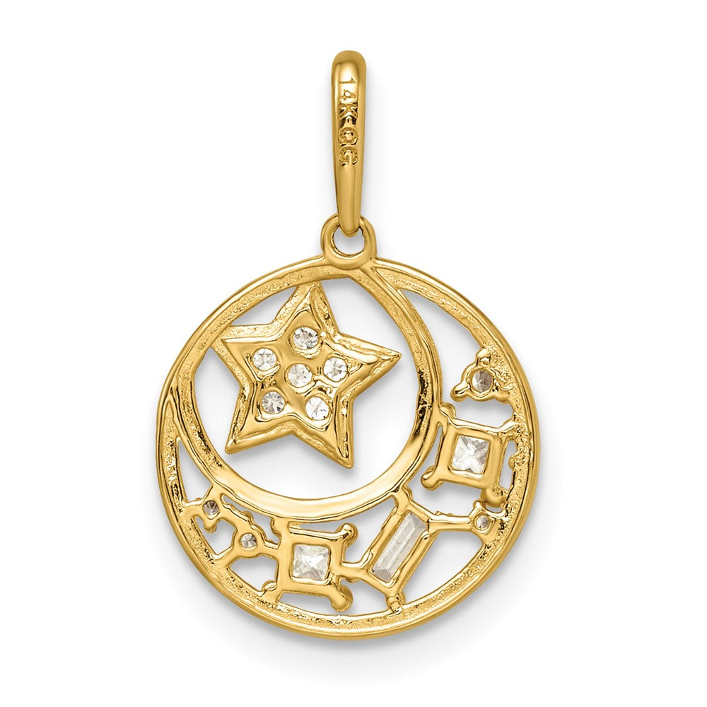 14K Gelbgold 14K Zirkonia Stern & Mond Anhänger