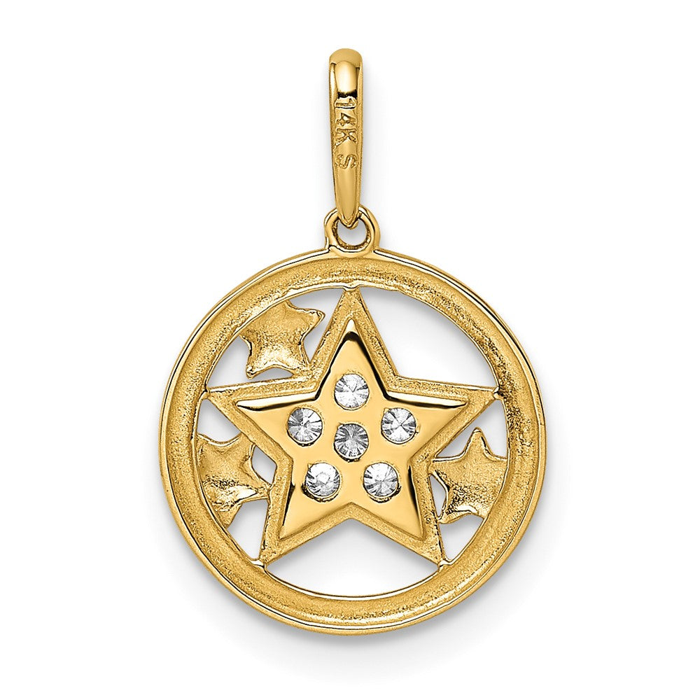 14K Gelbgold 14K Zirkonia Sterne Kreisförmig Anhänger