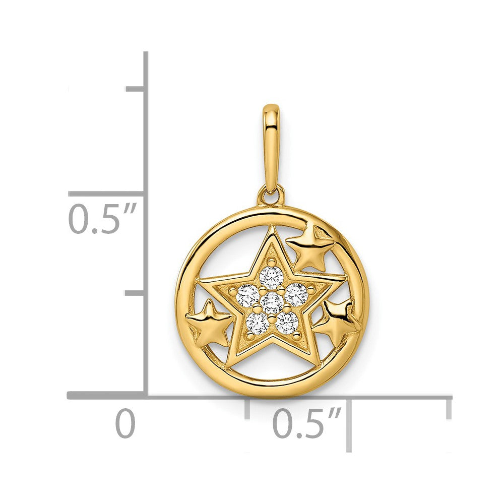 14K Gelbgold 14K Zirkonia Sterne Kreisförmig Anhänger