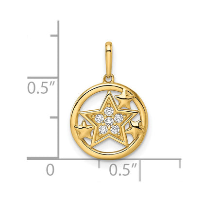 14K Gelbgold 14K Zirkonia Sterne Kreisförmig Anhänger